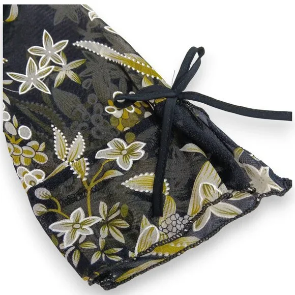 Design Works- Women's Top-Black, Green-White floral- PSMALL-Lined 3/4 Sleeve - Picture 8 of 14